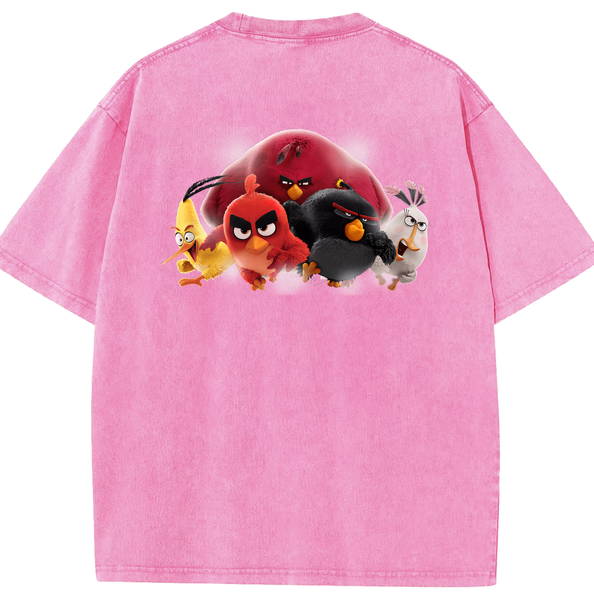 （画像用） Angry Birds アングリーバード 綿100% ヴィンテージ風 半袖Tシャツ（背面プリント）